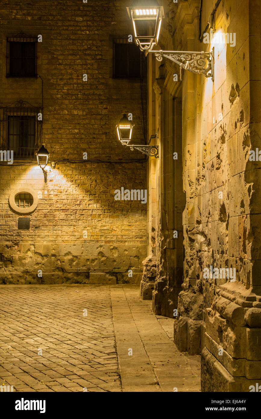 Picturesque night view of Plaza de San Felipe Neri or Placa de Sant