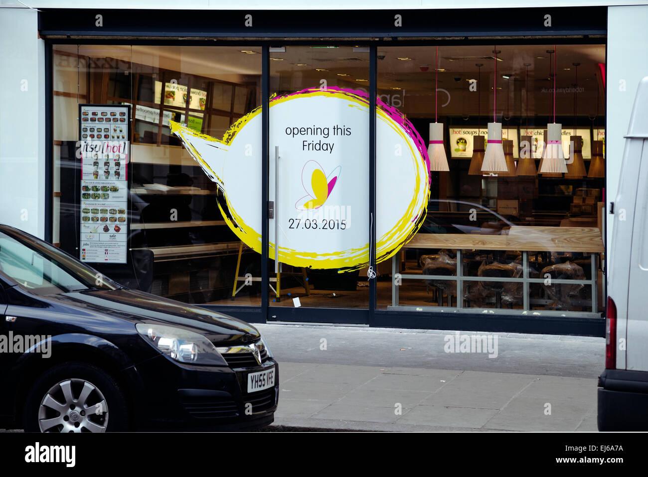 London 22nd March 2015: New Itsu shop restaurant opening soon (27th March) in Baker Street; London; England; UK Stock Photo