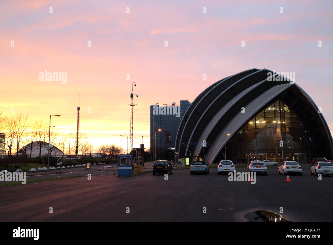 clyde auditorium at the secc scottish exhibition and conference centre at dusk Glasgow Scotland uk Stock Photo