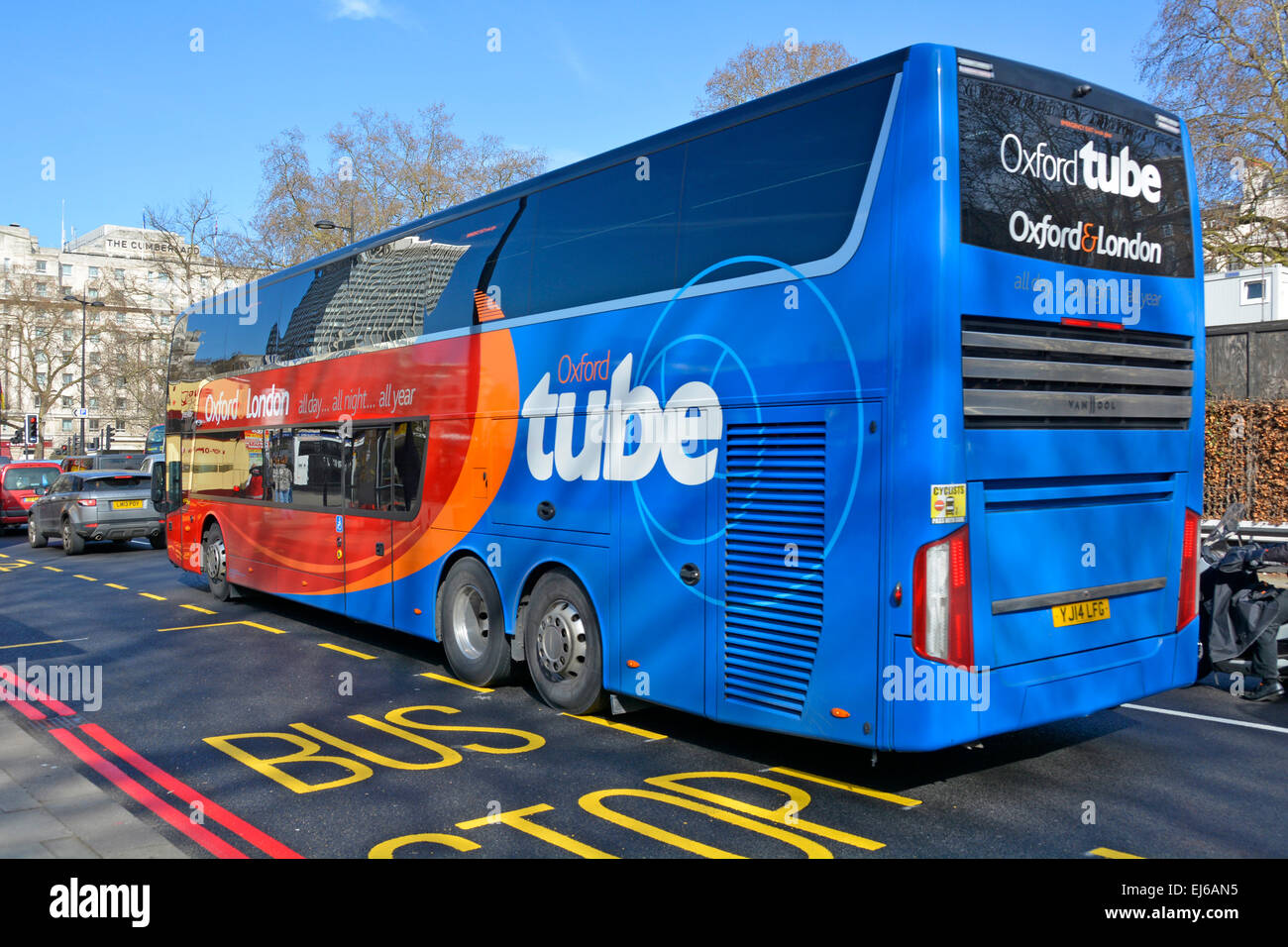 'Oxford Tube' double decker coach service between London and Oxford operated by Stagecoach Stock Photo