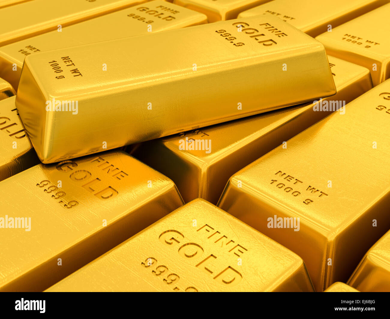 gold ingots on a white background Stock Photo - Alamy