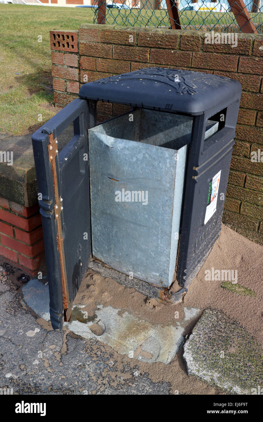 opened public litter bin emptied Troon Scotland UK Stock Photo Alamy