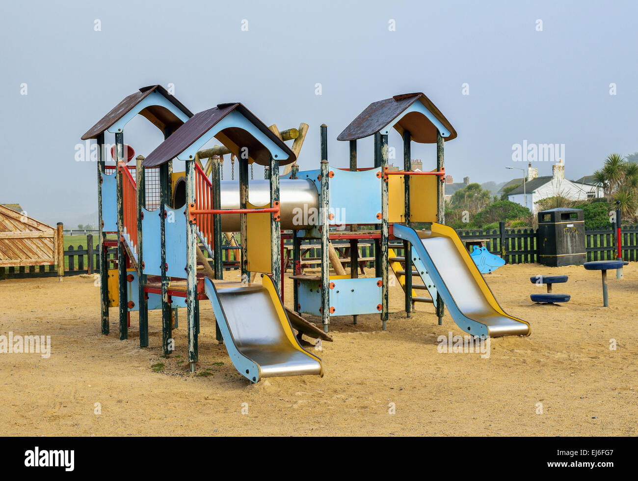 an empty childrens playground Stock Photo