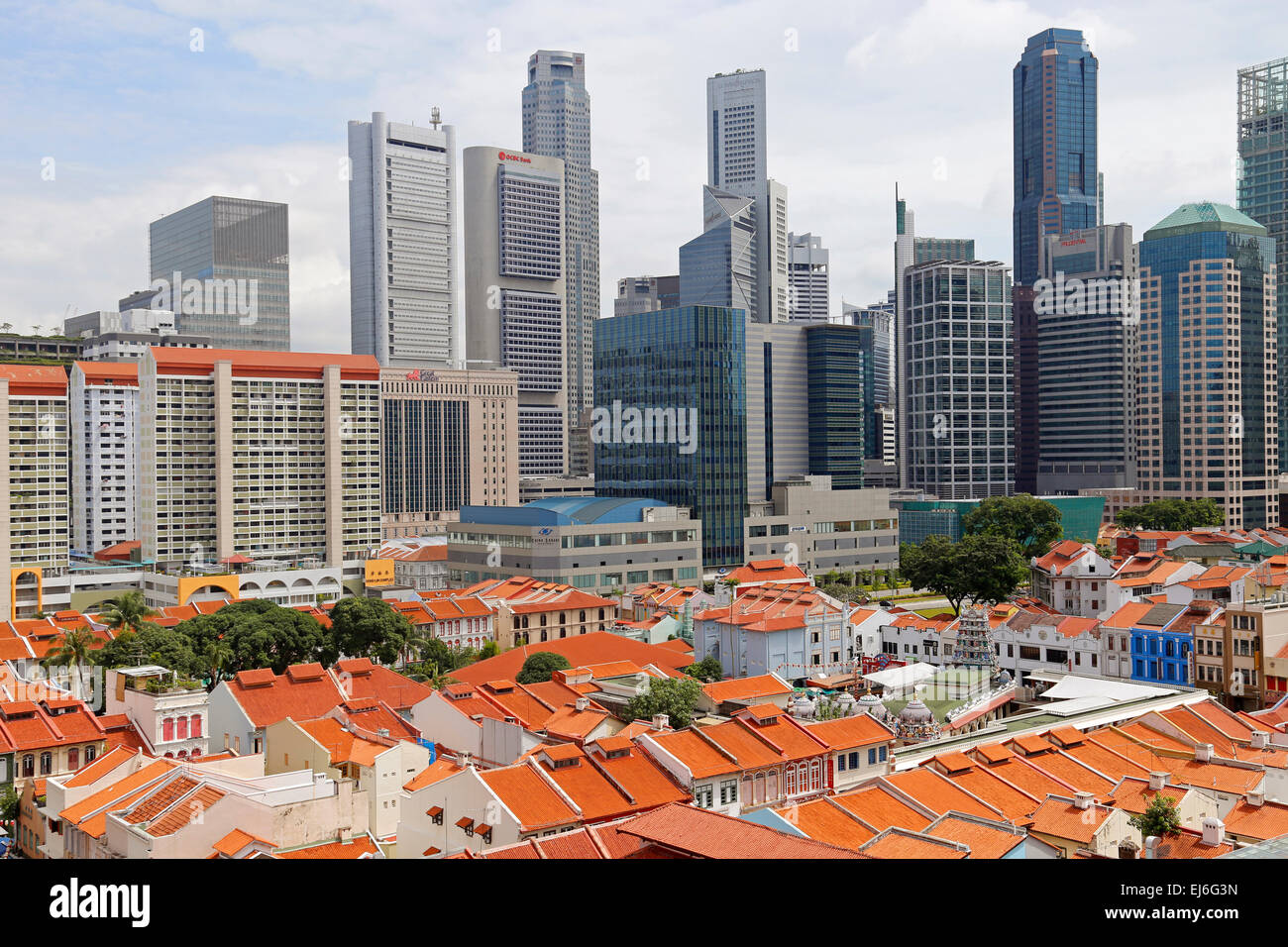 View of Chinatown towards the downtown area of Singapore Stock Photo