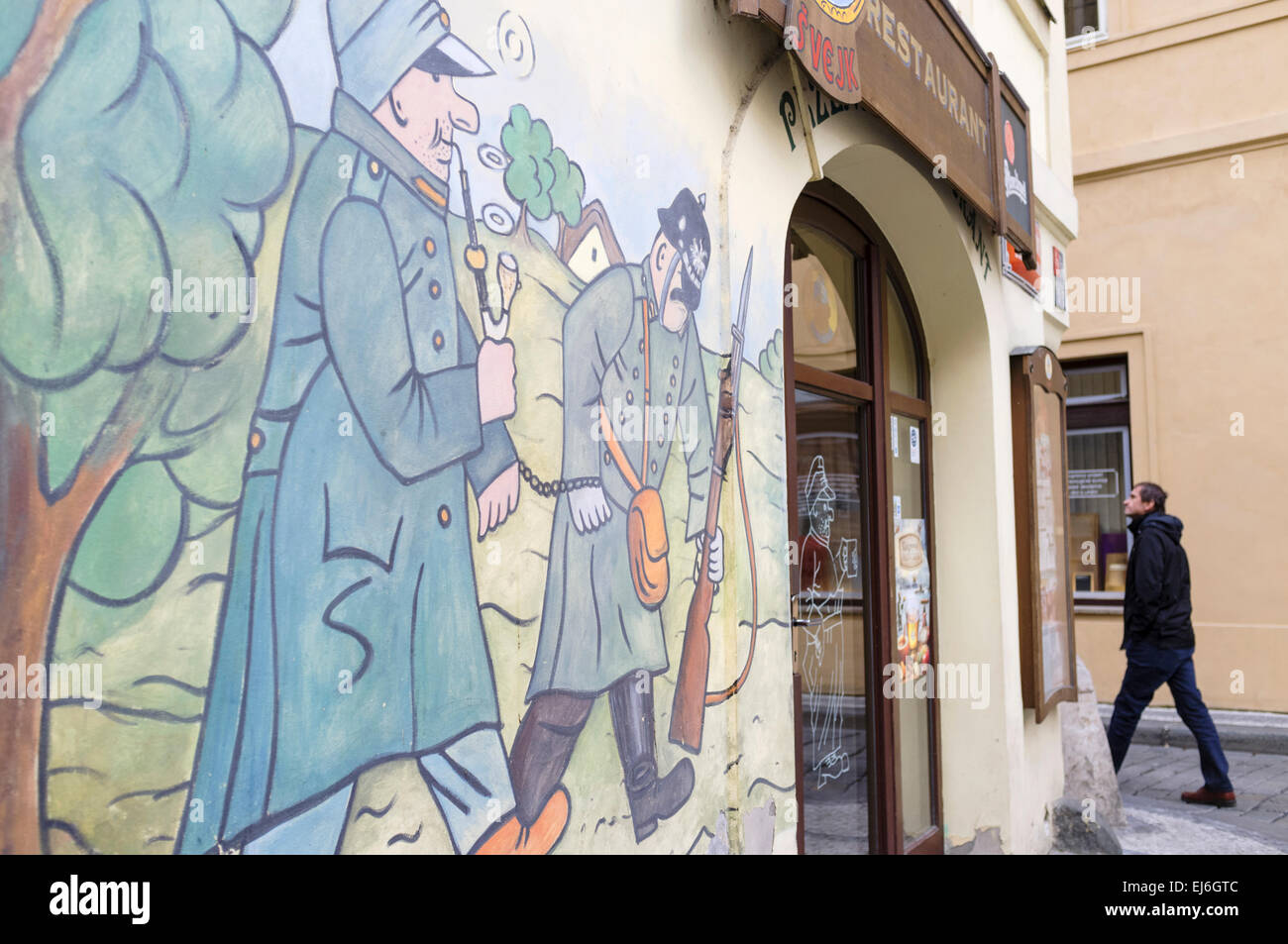 Good Soldier Švejk mural in Prague, Czech Republic Stock Photo - Alamy