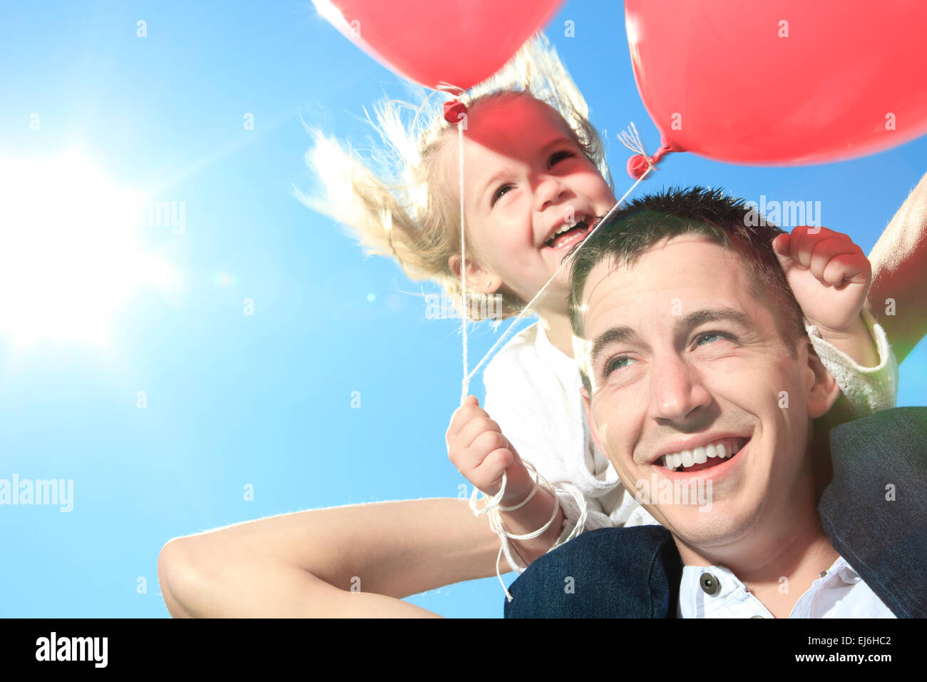 A summer holidays, celebration, children and father concept Stock Photo