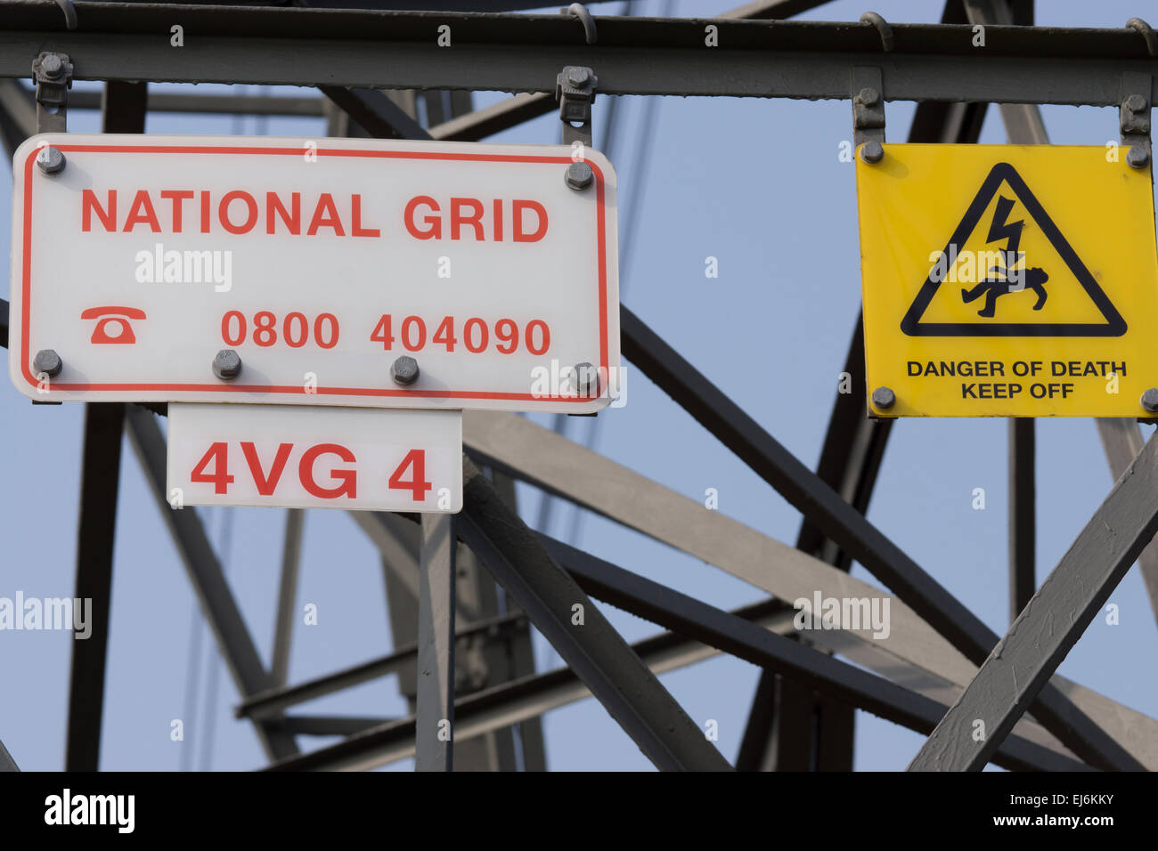 National Grid Danger Of Death Keep warning Sign Stock Photo Alamy