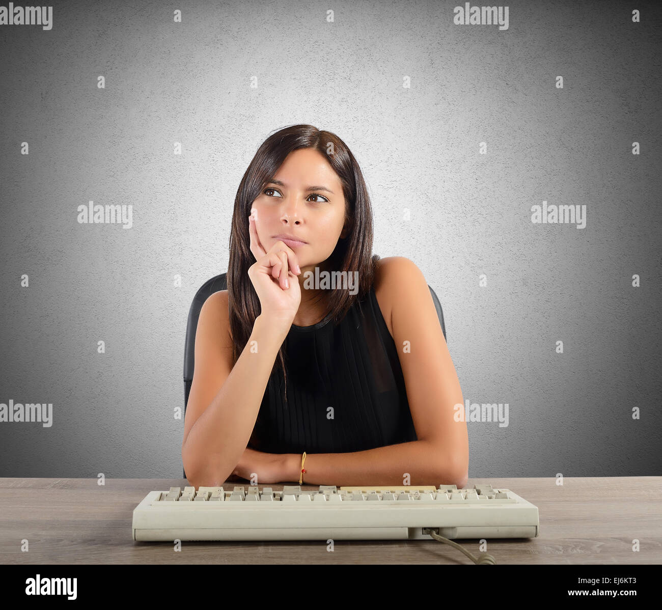 Businesswoman think Stock Photo