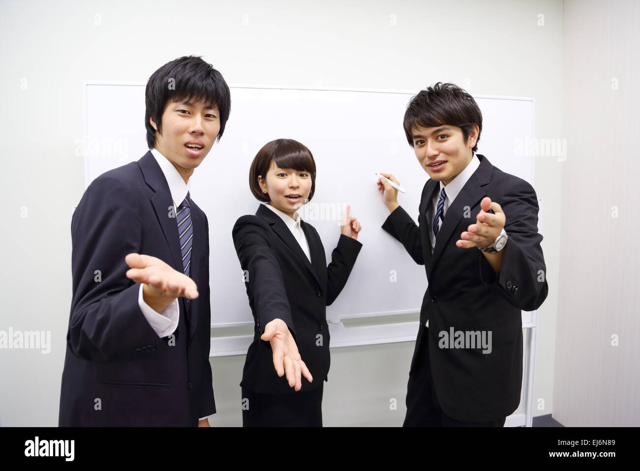 Japanese business people working in the office Stock Photo