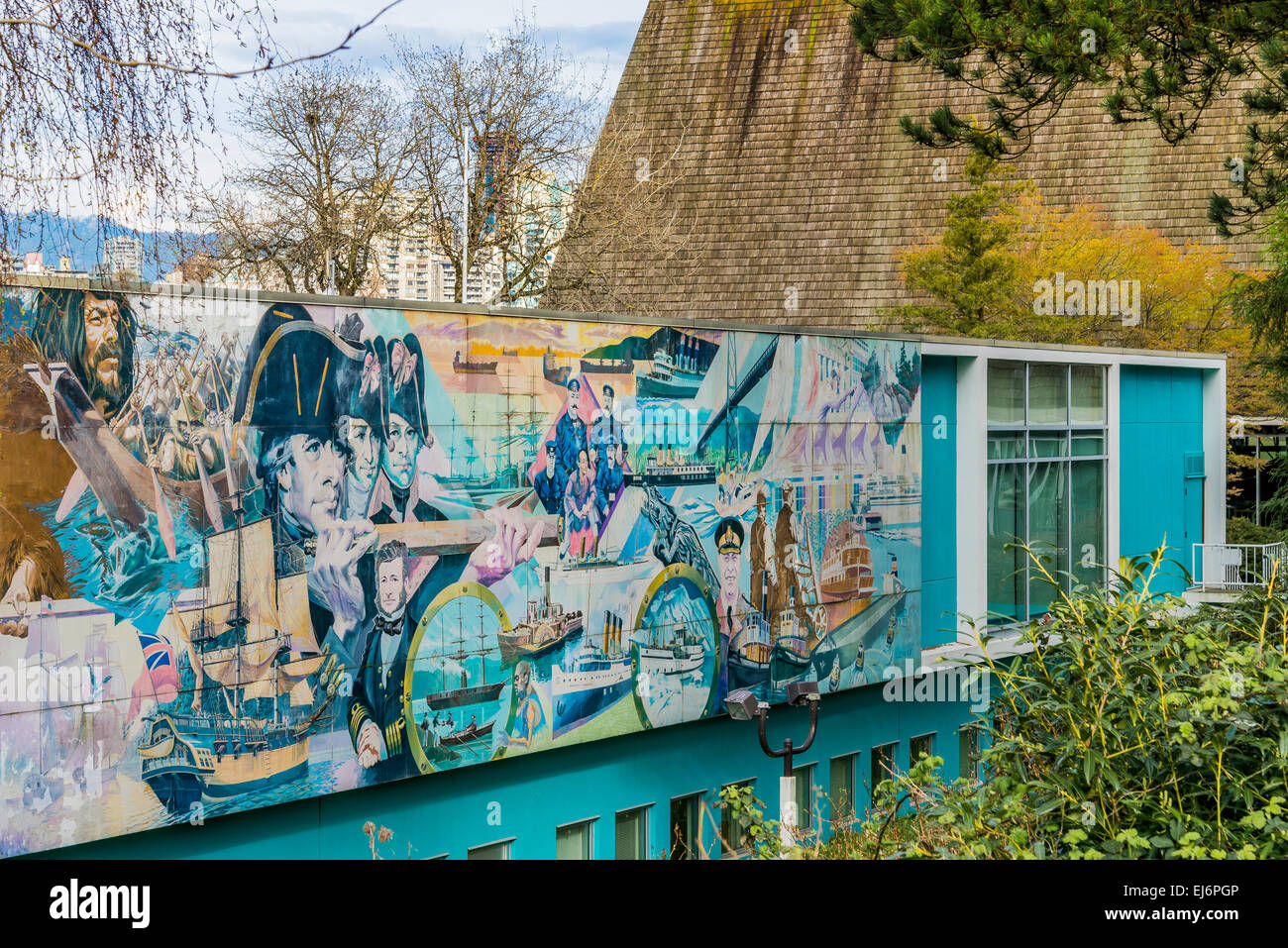 Mural, Maritime Museum, Vancouver, British Columbia, Canada Stock Photo