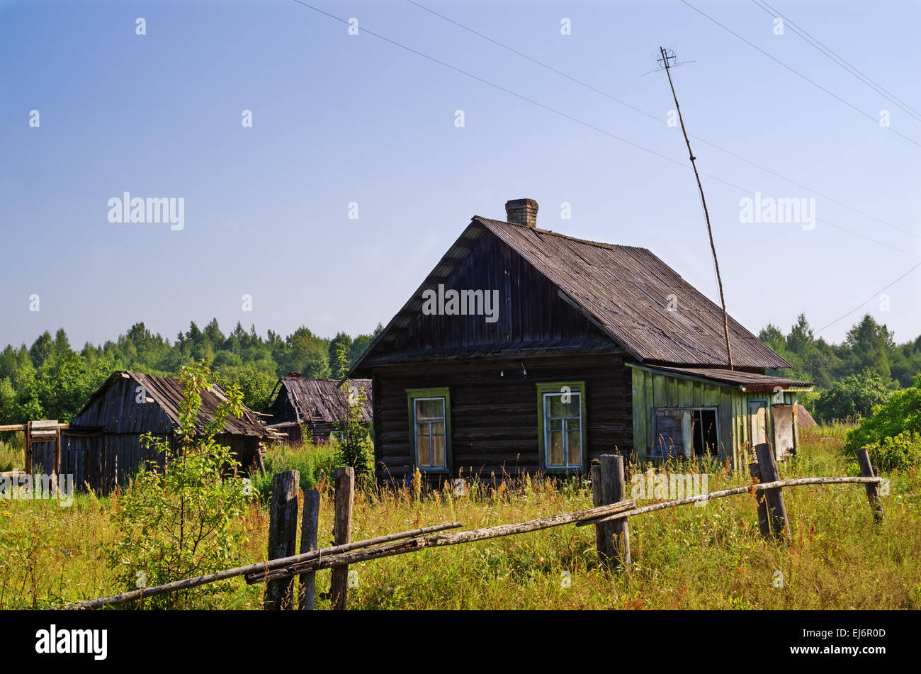 Rural landscape - old wooden house Stock Photo - Alamy