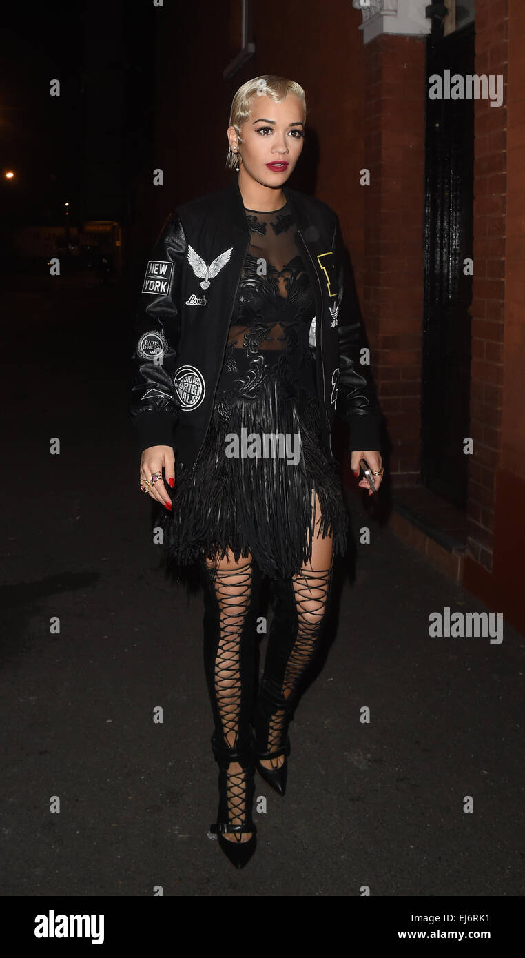 Rita Ora seen leaving Shepherds Bush Empire 02 after performing on stage with Iggy Azalea as part of her concert. Featuring: Rita Ora Where: London, United Kingdom When: 17 Sep 2014 Stock Photo