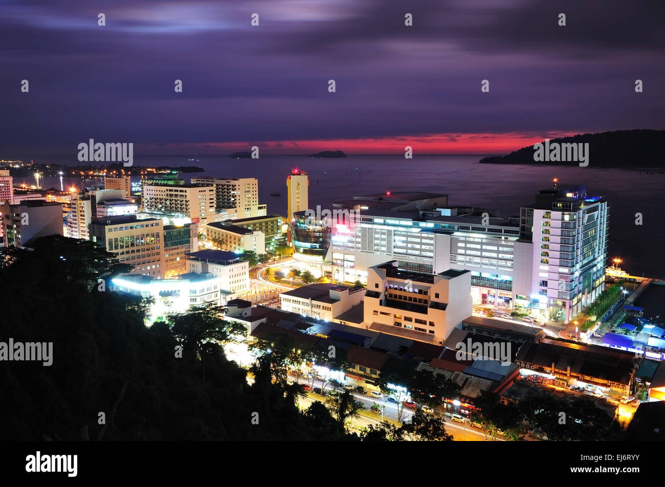 Night scenery of Kota Kinabalu City, Sabah Borneo Malaysia Stock Photo