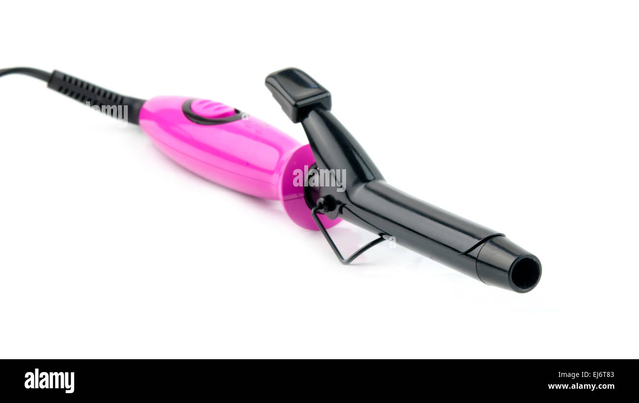 curling iron with ceramic plates isolated on white background Stock Photo
