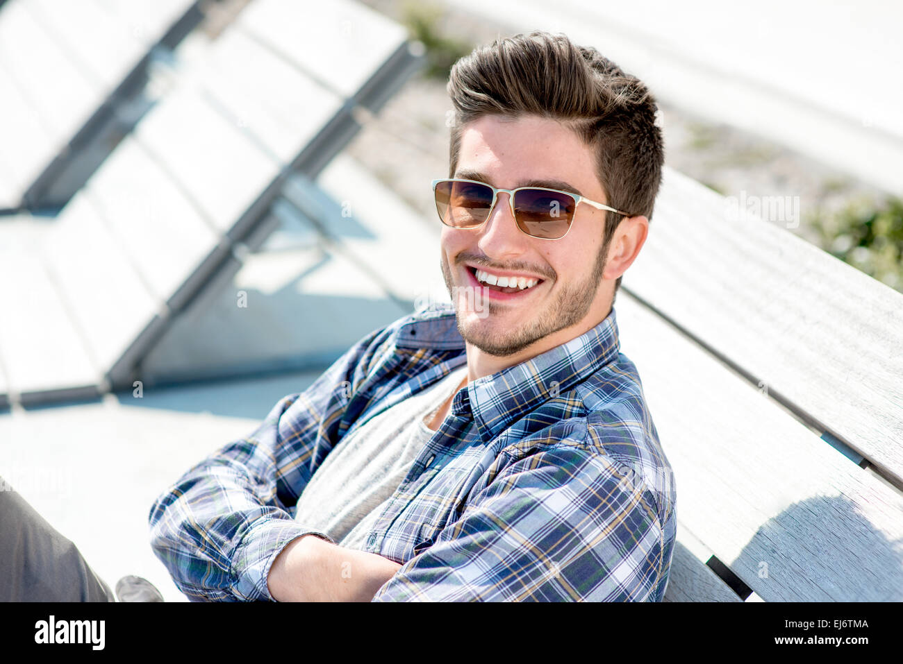 Portrait of a young handsome man outdoor Stock Photo