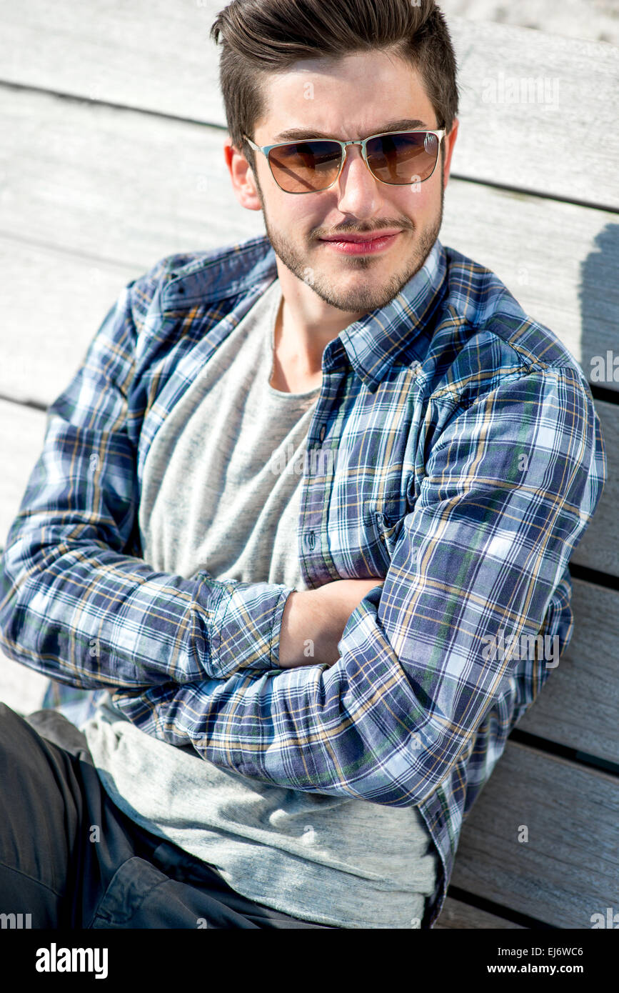 Portrait of a young handsome man outdoor Stock Photo