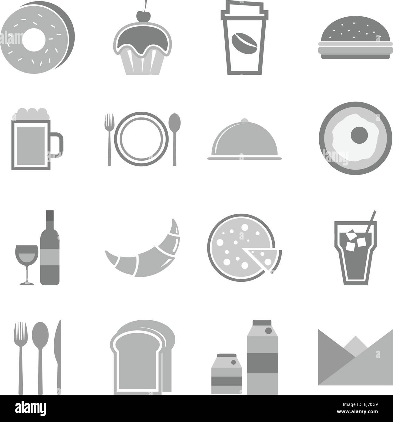 Food icons set on white background, stock vector Stock Vector