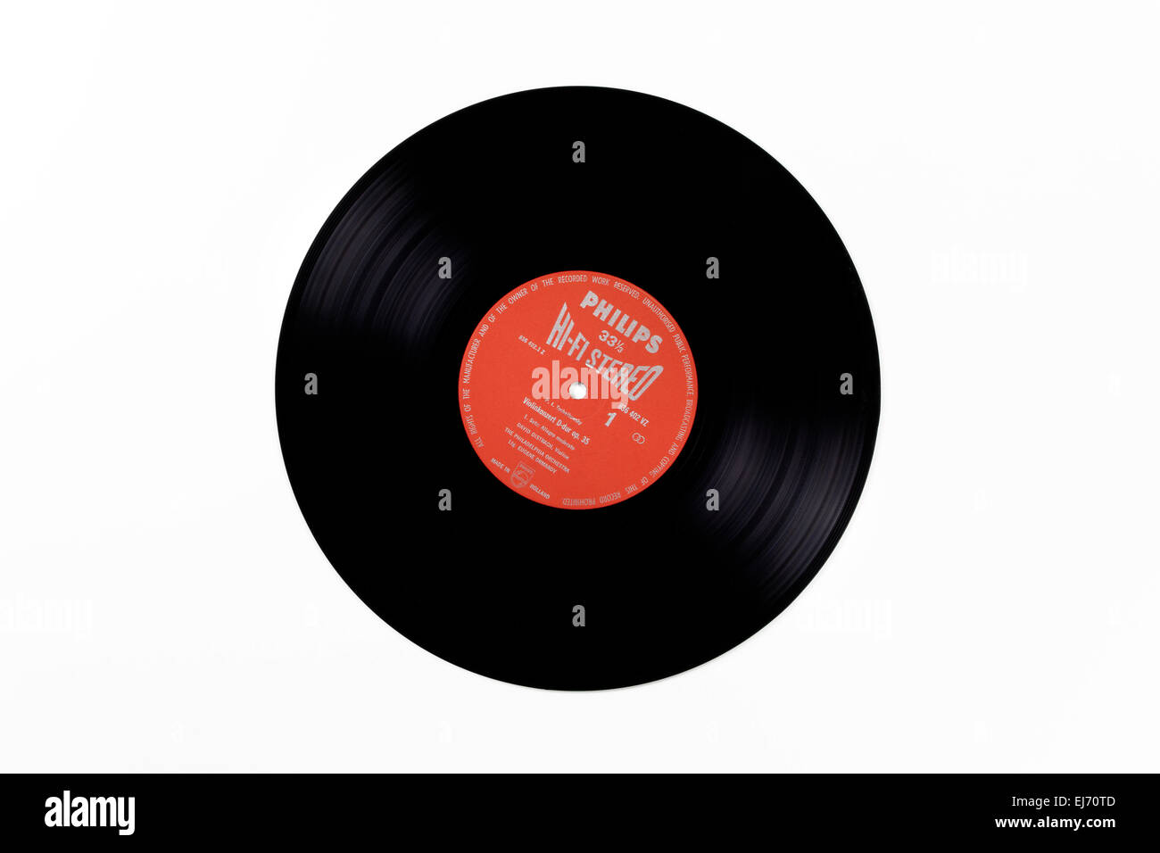 Black vinyl record lp album disc; isolated disk pink label Stock