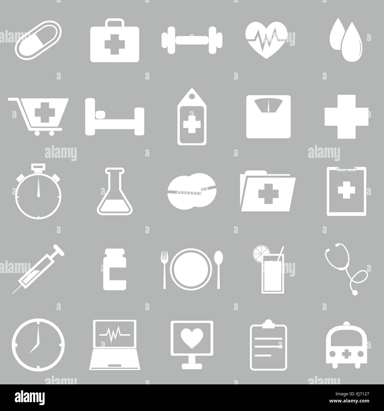 Health icons on gray background, stock vector Stock Vector