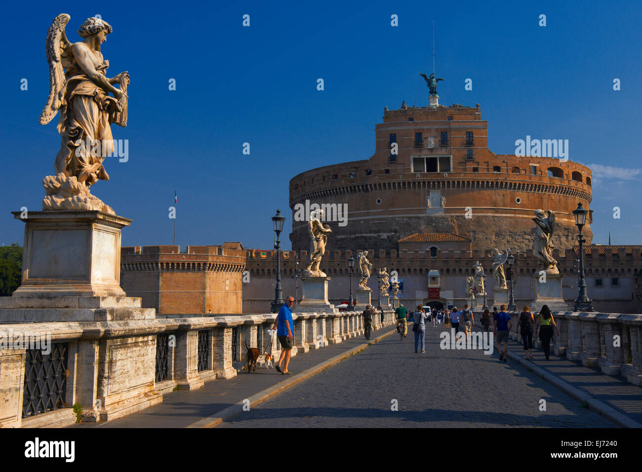 Ponte Sant'Angelo, Sant Angelo Castle, Mausoleum of Hadrian, Rome, Lazio, Italy Stock Photo