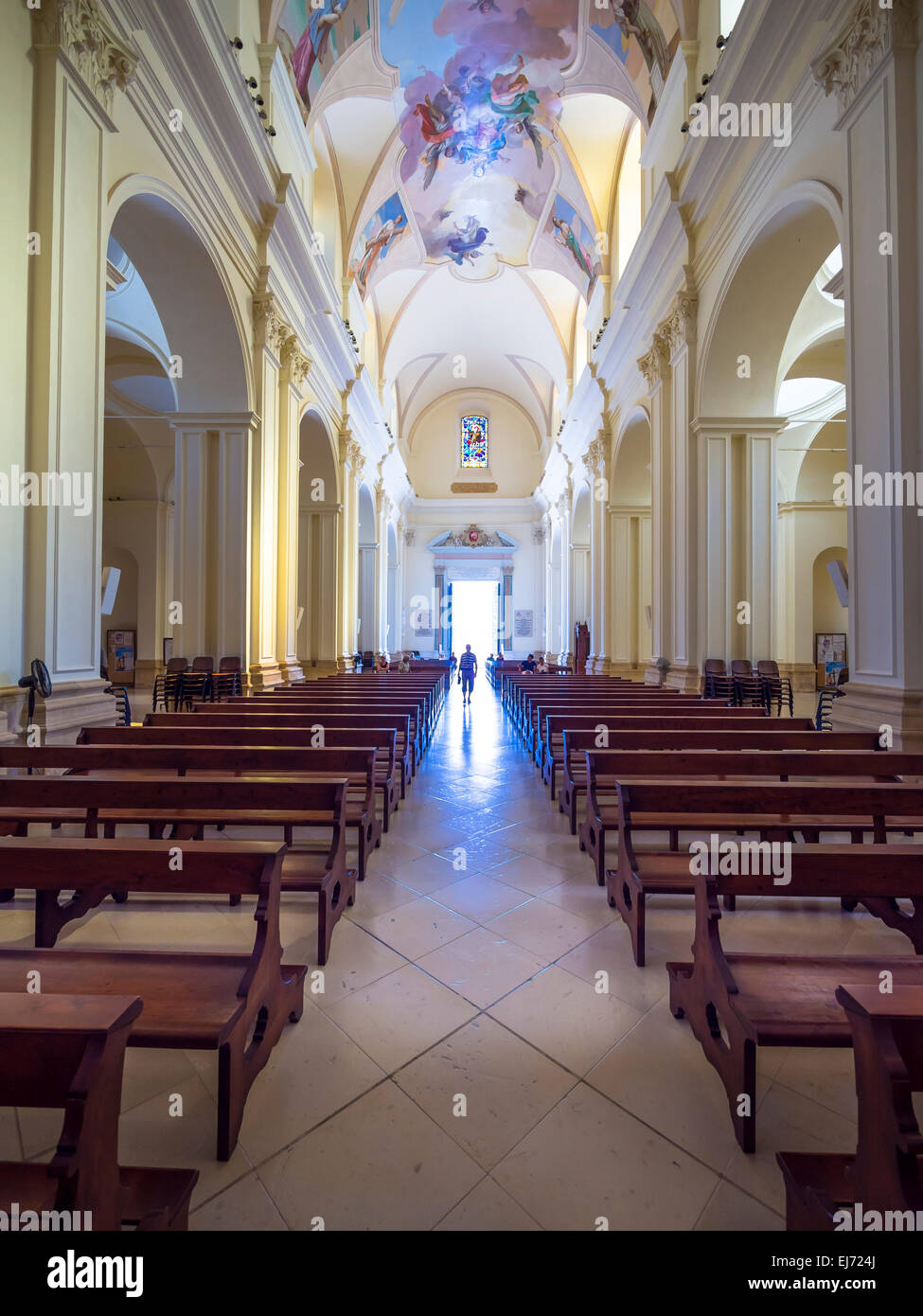 Interior of the baroque church, Cathedral of San Nicolo, Noto, Val di Noto, UNESCO World Heritage Site, Province of Syracuse Stock Photo