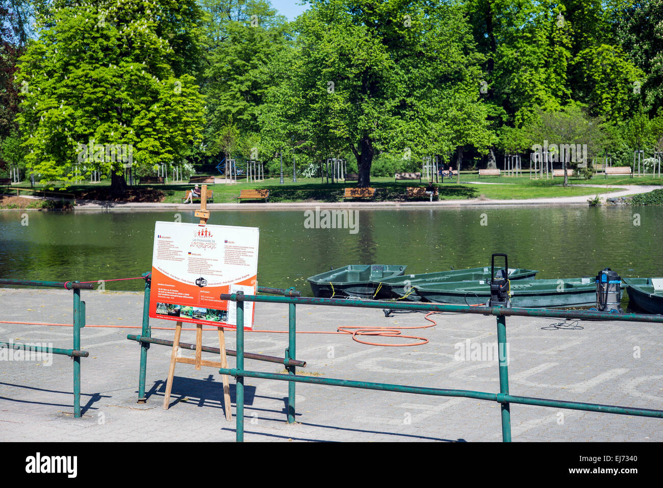 Rowing boats Parc de l'Orangerie park Strasbourg Alsace France Europe Stock Photo