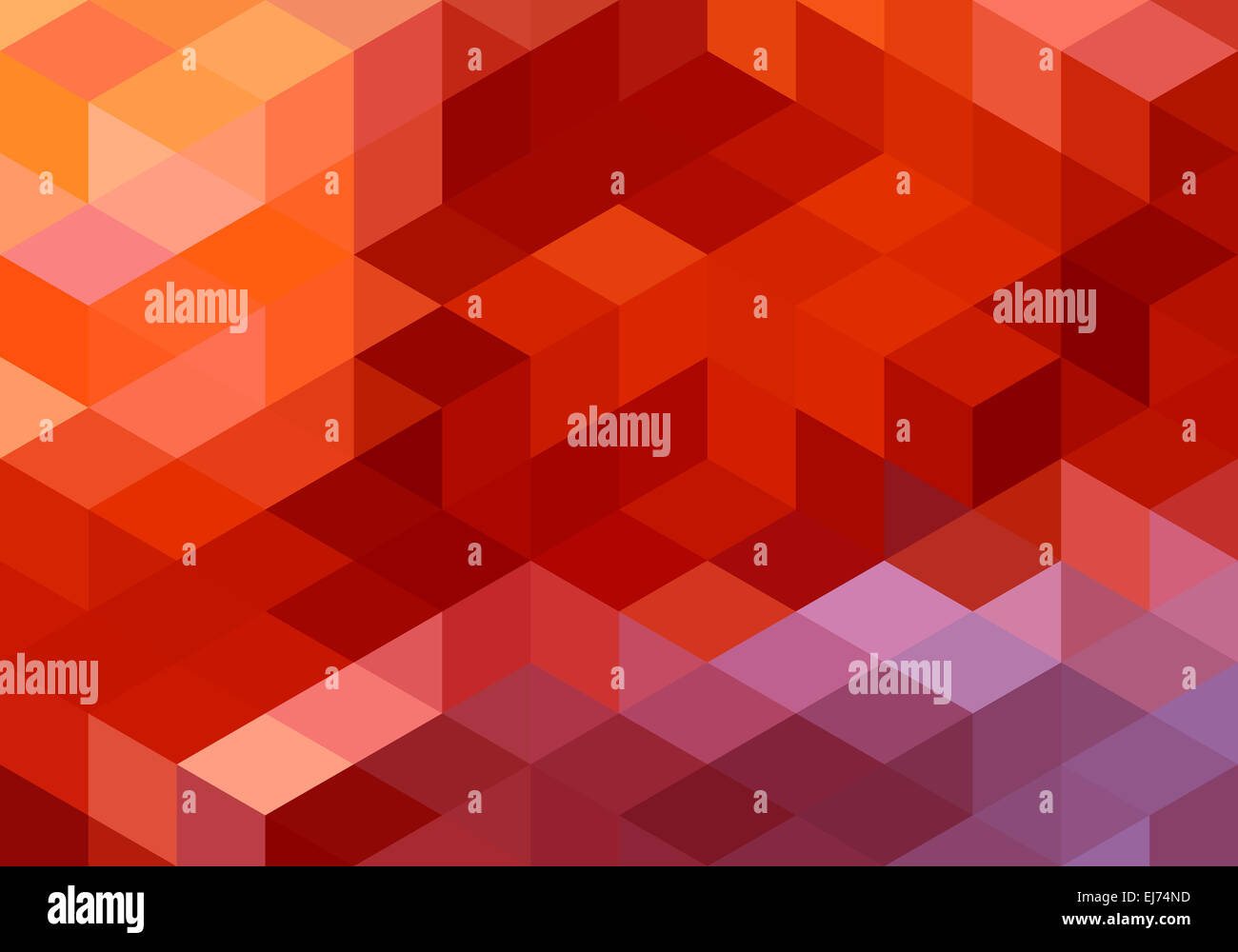 abstract red orange geometric vector background, cube pattern Stock Photo