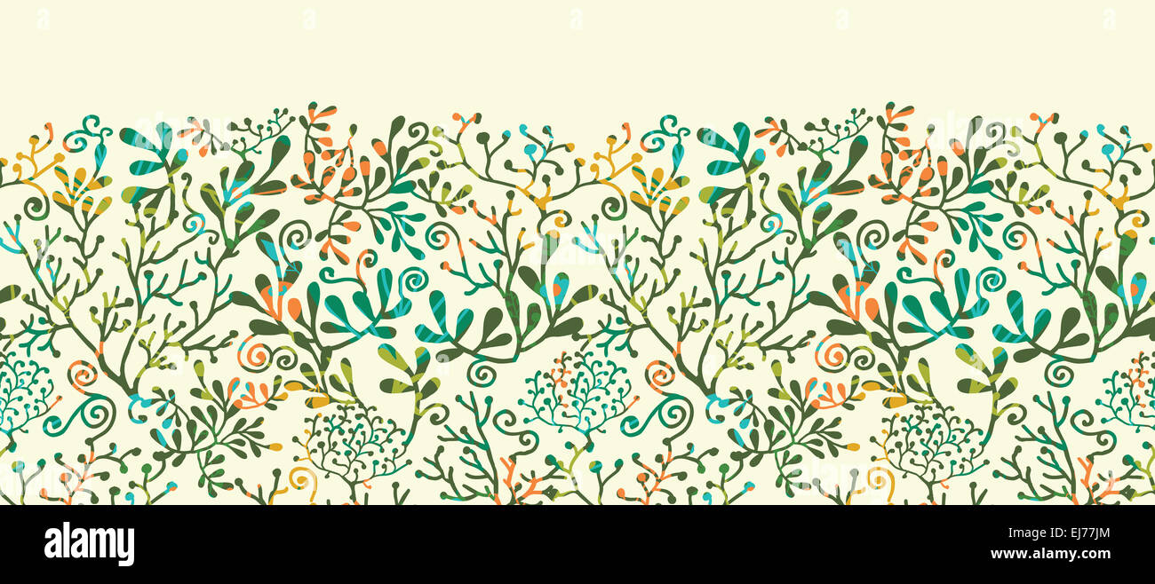 Textured Plants Horizontal Seamless Pattern Background Ornament Stock ...