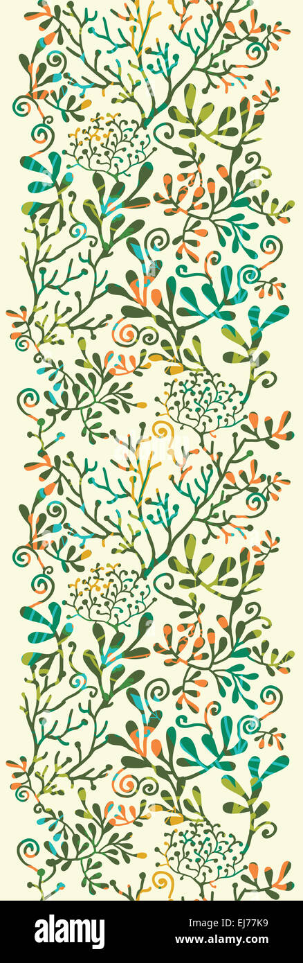 Textured Plants Vertical Seamless Pattern Background Ornament Stock ...