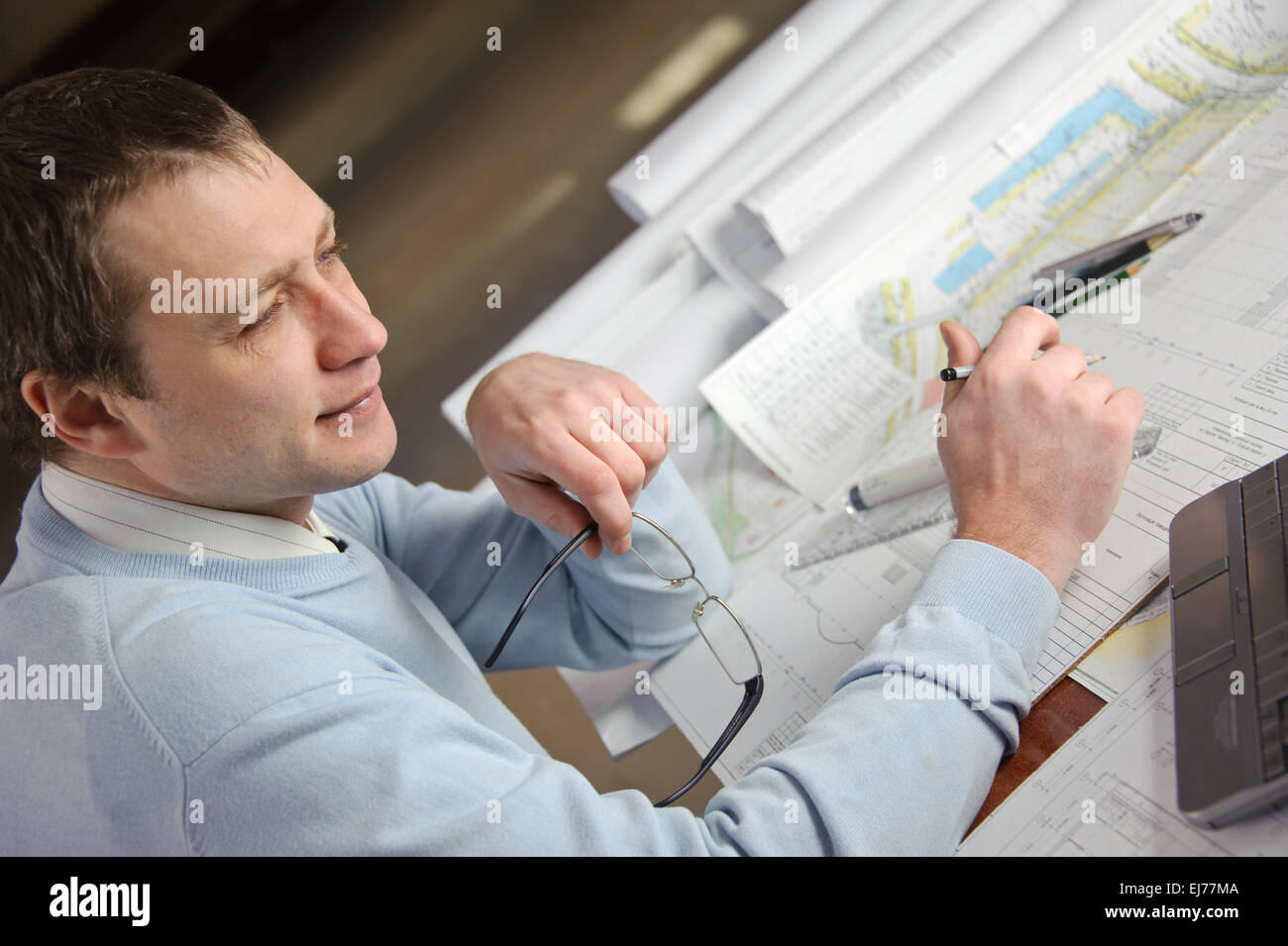 Architect in work Stock Photo - Alamy