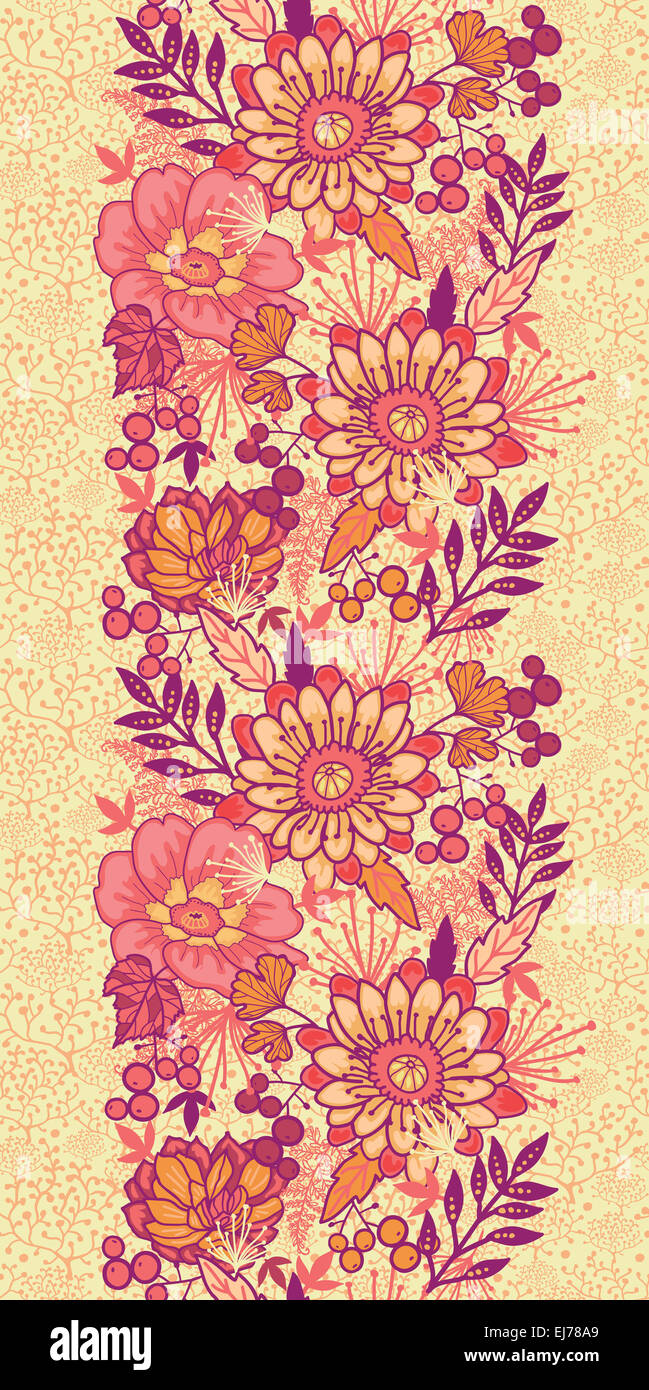 Fall flowers vertical seamless pattern background border Stock Photo ...