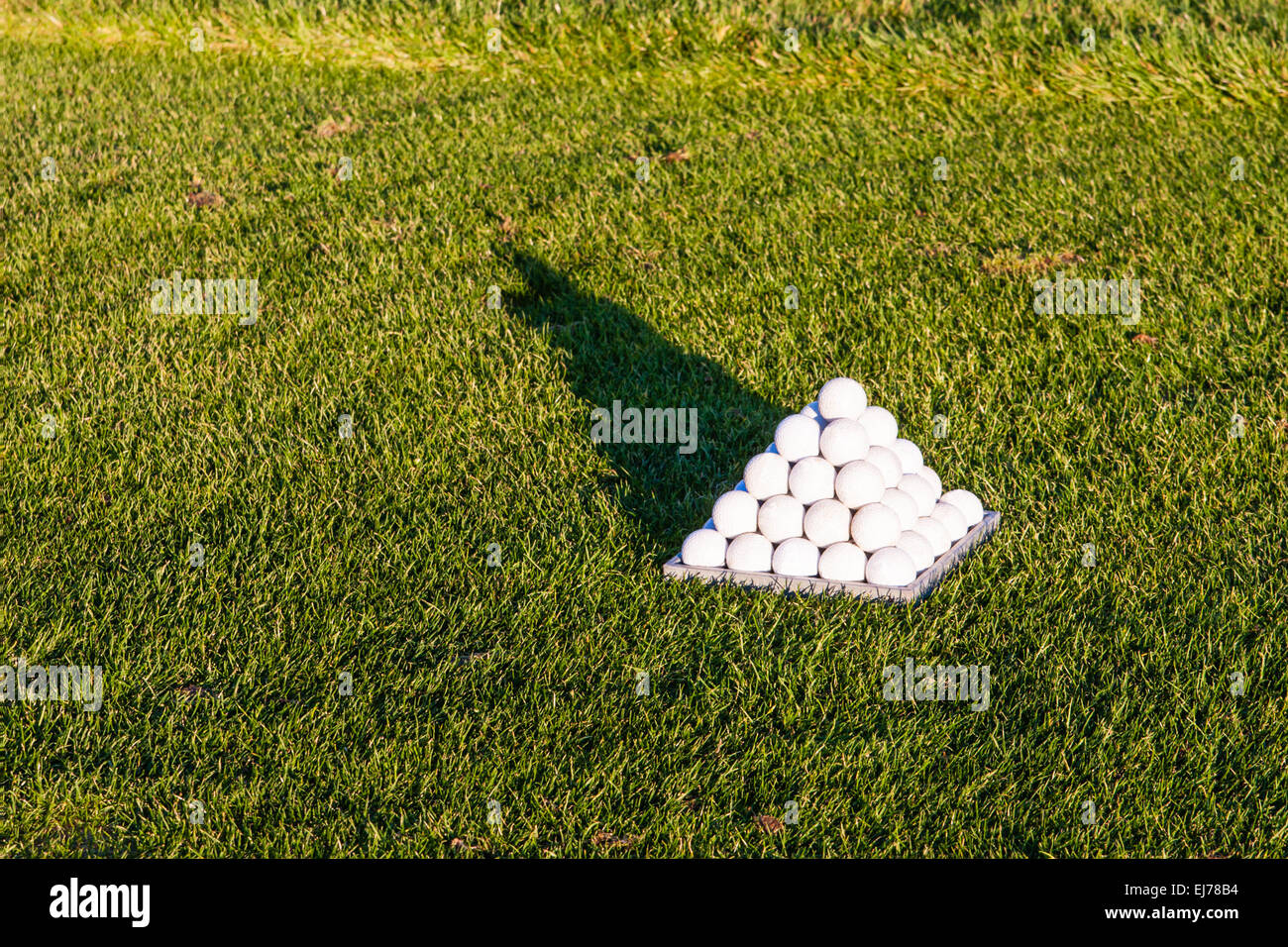 golf ball pyramid Stock Photo