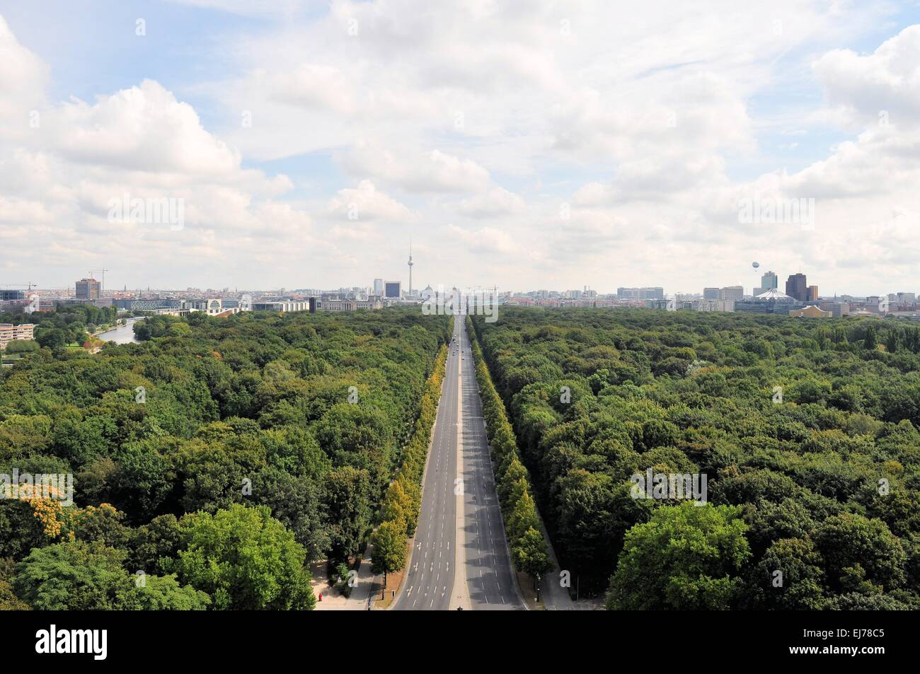 Aerial cityscape of Berlin with Tiergarten park Stock Photo