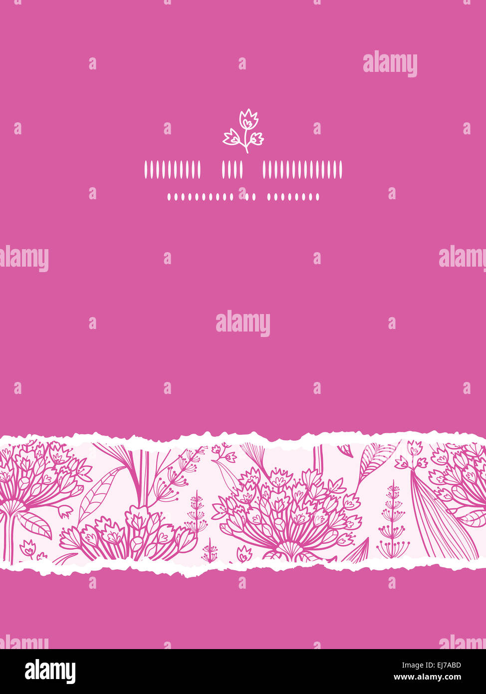 Pink lillies lineart vertical torn seamless pattern background Stock ...