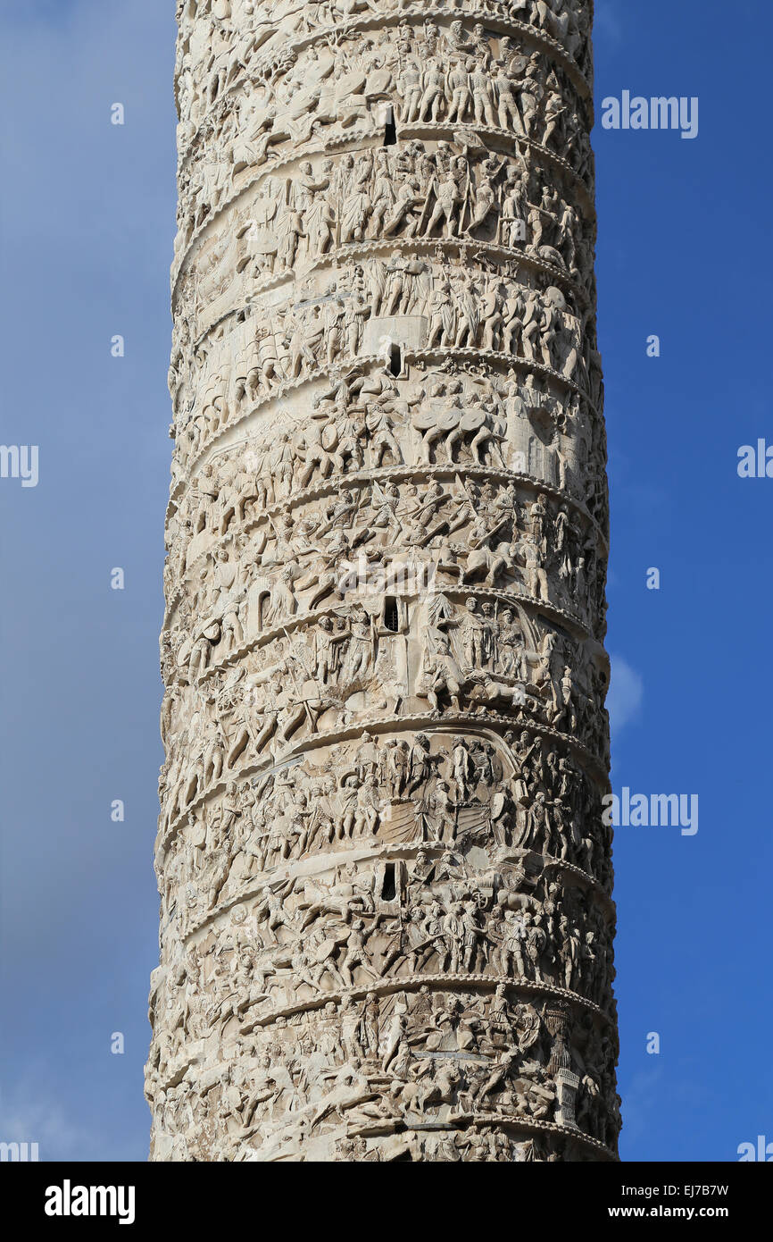 Italy. Rome. Column of Marcus Aurelius. Scene from the Marcomannics Wars. Detail sperial relief. Erected, 180-196. Stock Photo