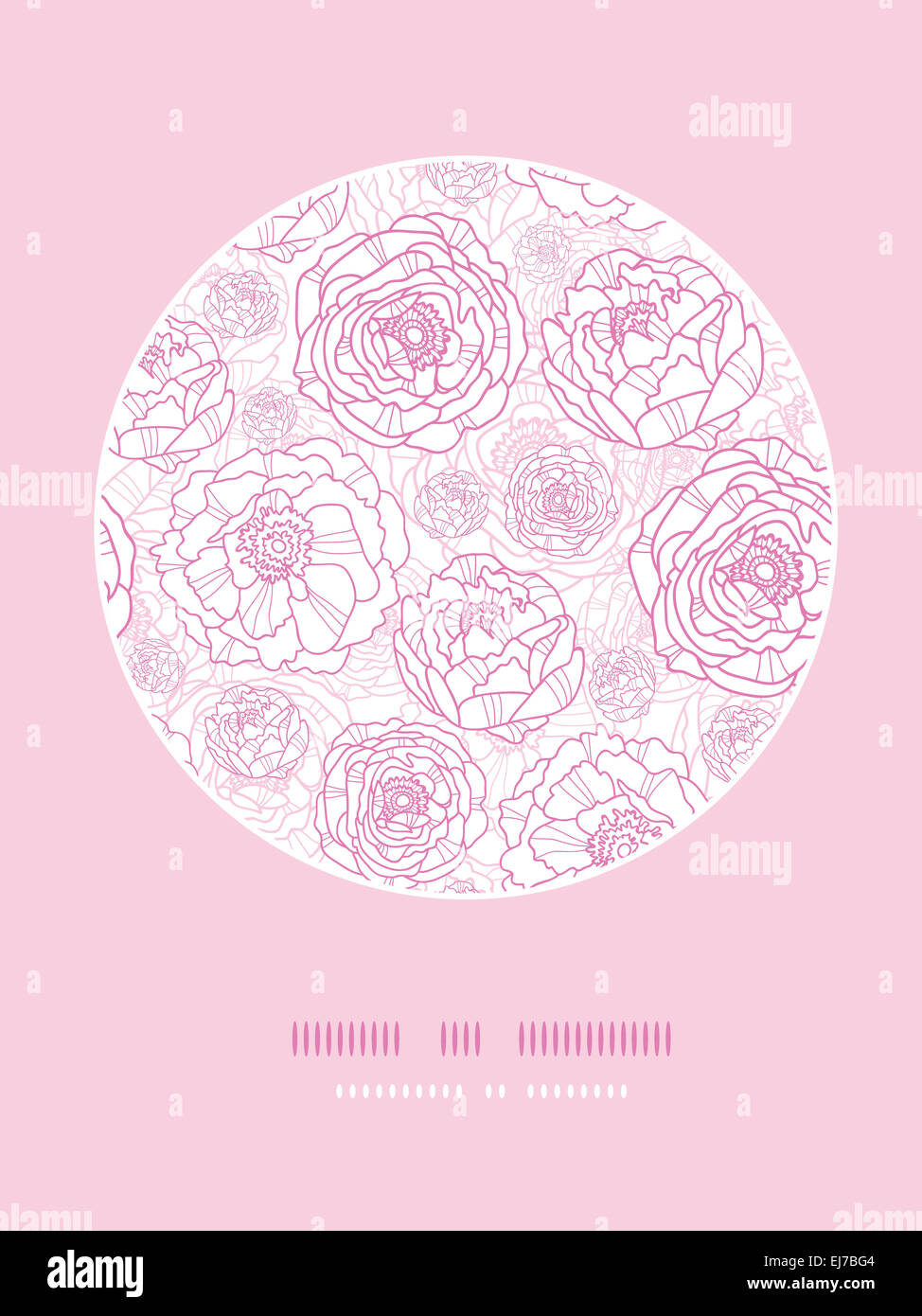 Pink line art flowers circle card pattern background Stock Photo Alamy