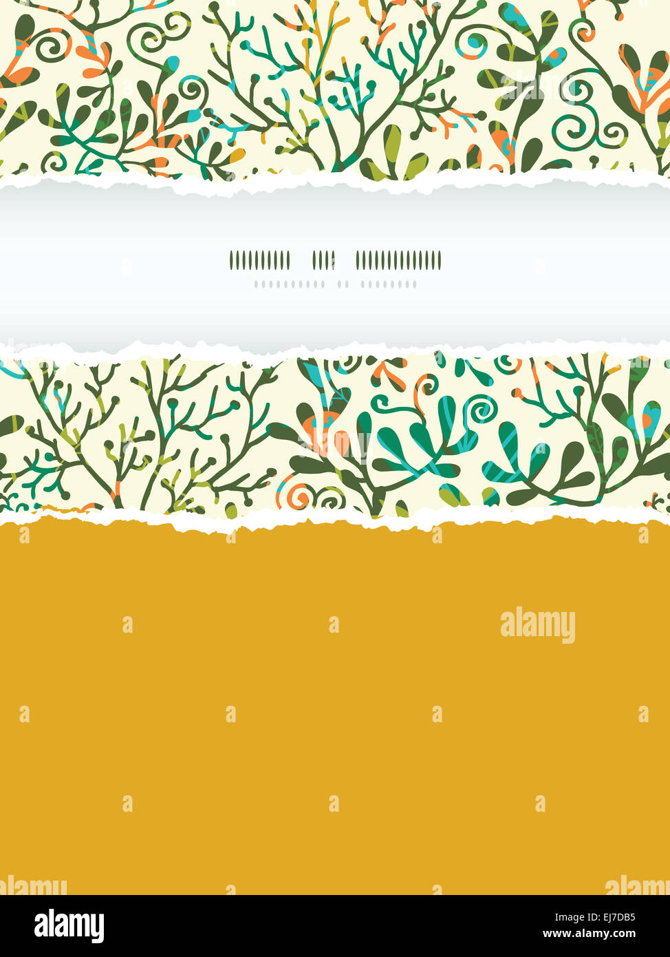 Textured Plants Vertical Torn Frame Seamless Pattern Background Stock ...