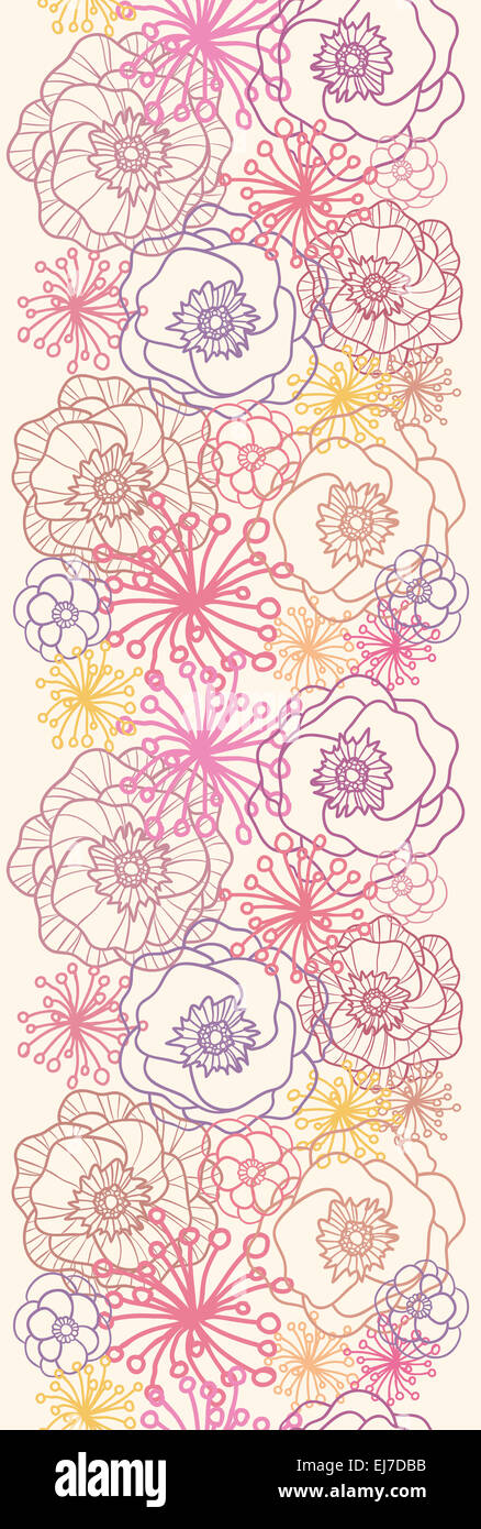 Subtle field flowers vertical seamless pattern border Stock Photo - Alamy