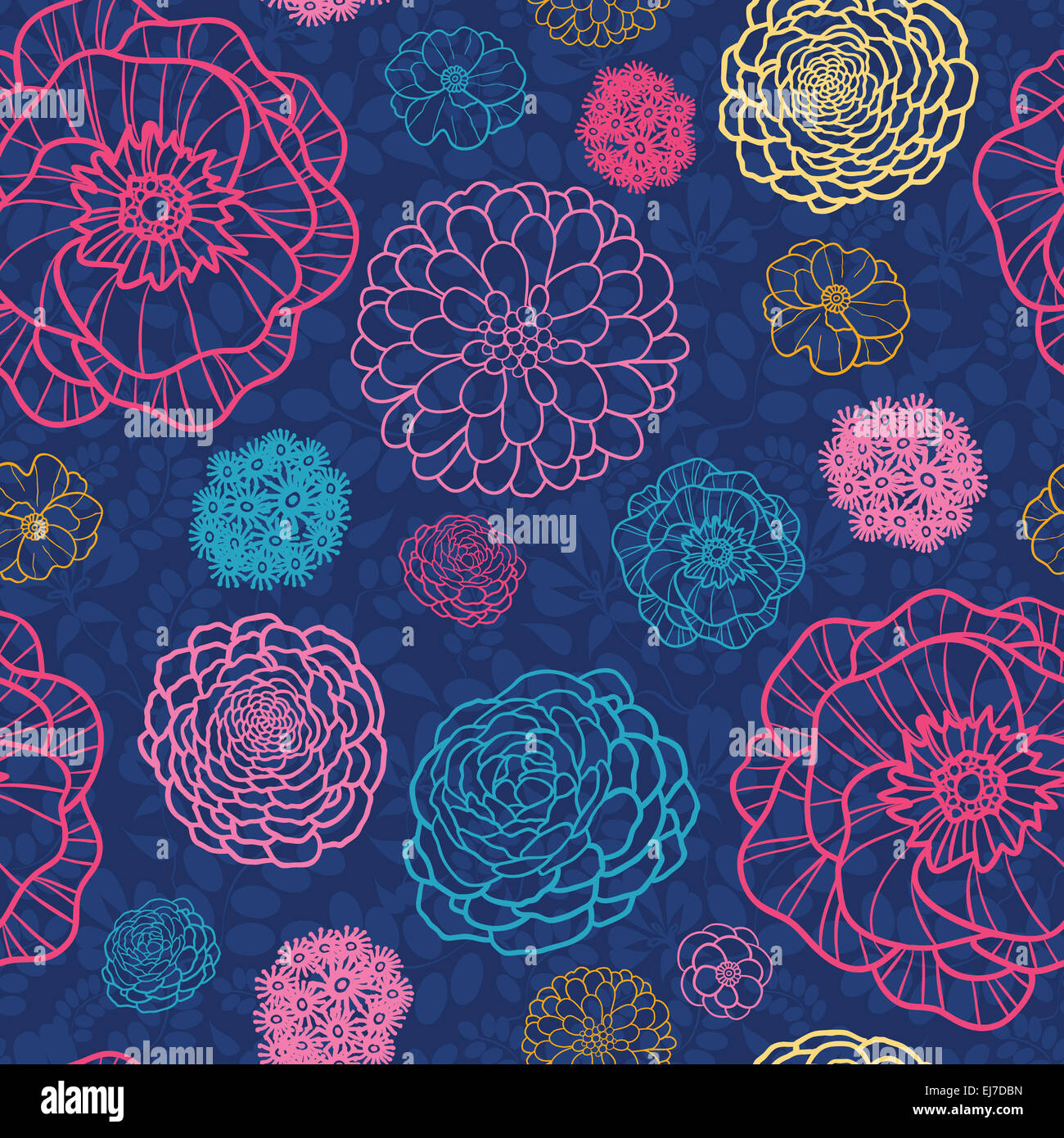 Glowing night flowers seamless pattern background Stock Photo - Alamy