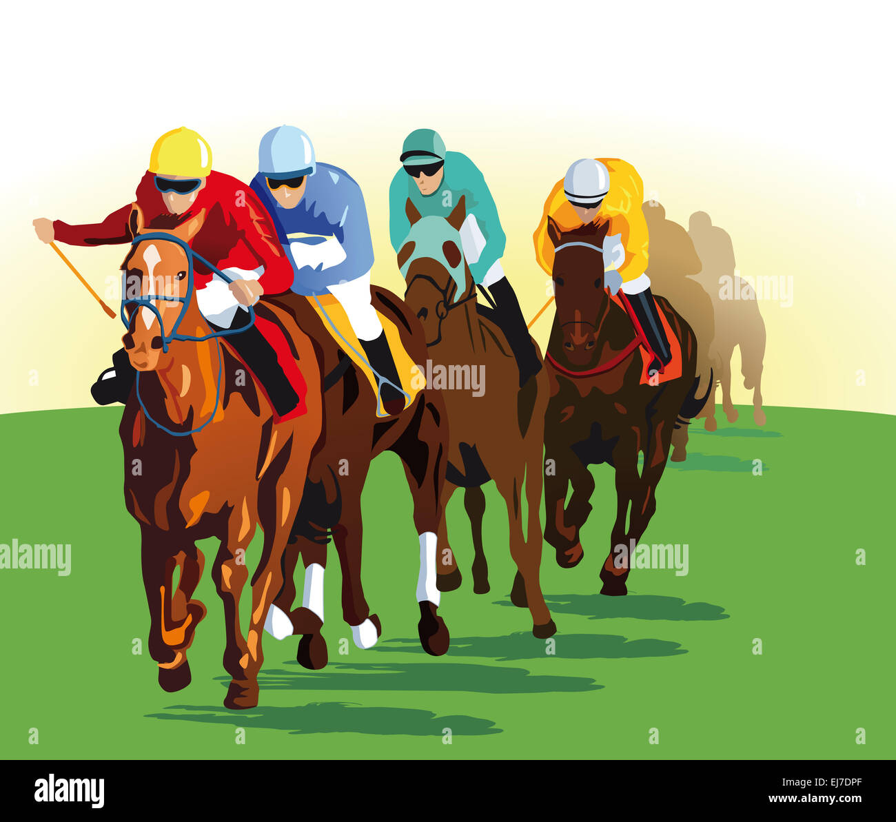 Galloping horse racing Stock Photo