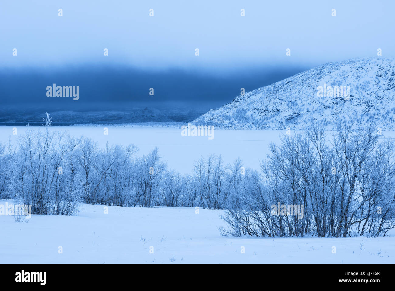 bad weather, Lake Lapland, Sweden Stock Photo Alamy