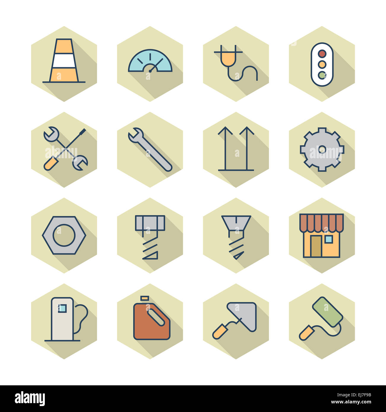 Thin Line Icons For Industrial Stock Photo - Alamy