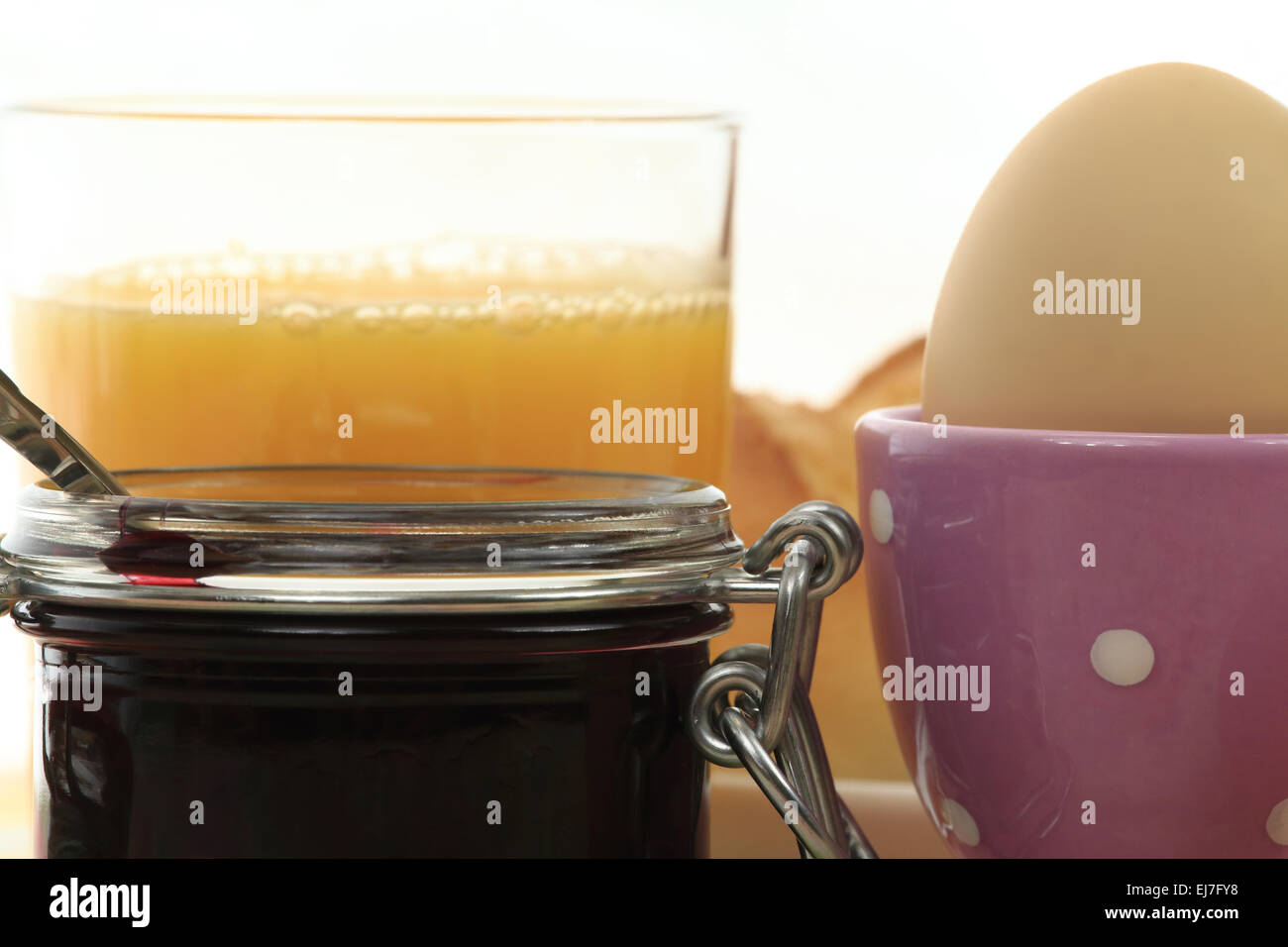 Breakfast marmelade and eggs 1 Stock Photo