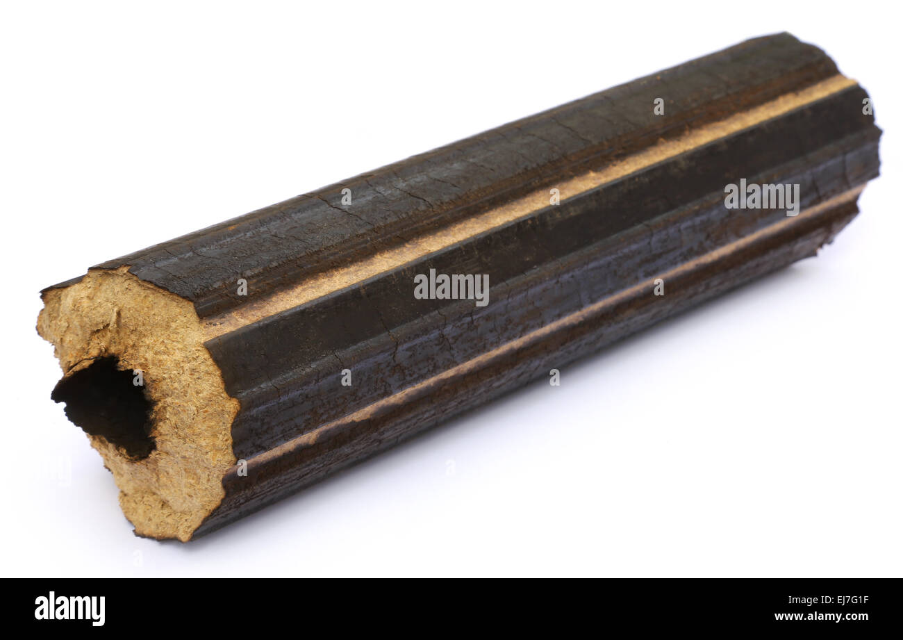 Cheap bio fuel for household burner over white background Stock Photo