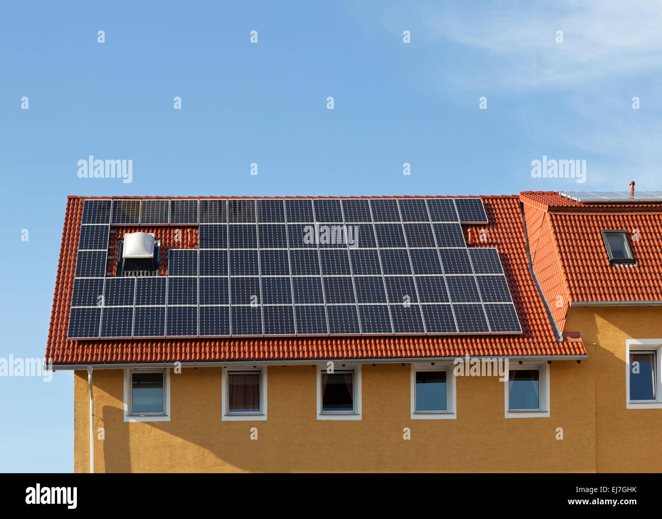 Solar panels on the roof Stock Photo