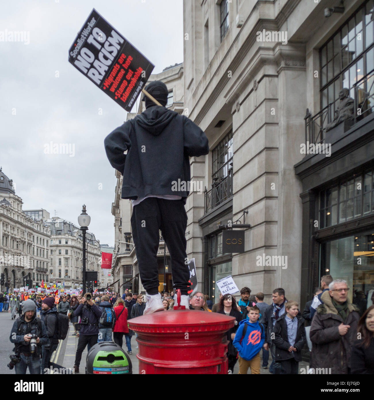 London UK, 21st March 2015: Protesters at the Stand Up To Racism & Fascism demonstration. Stock Photo