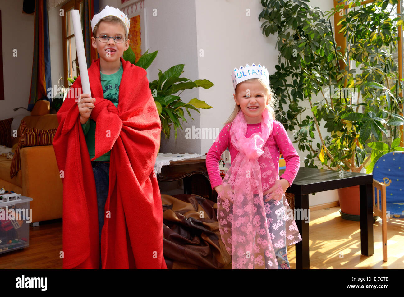 Children as King and Princess Stock Photo