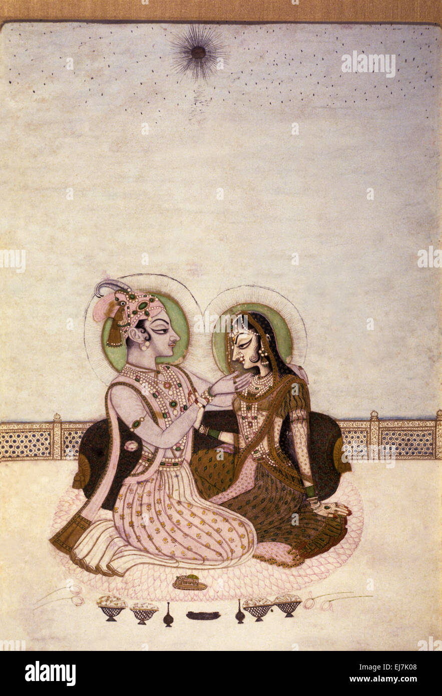 Savant Singh and Bani Thani as Krishna and Radha. Kishangarh, ca. 1760 AD India Stock Photo