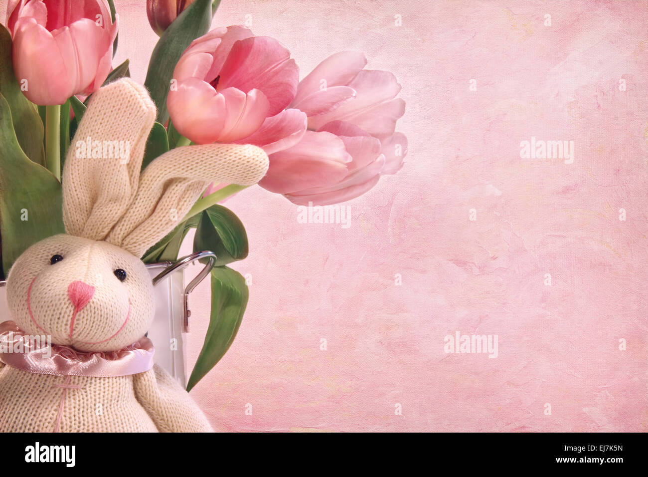 Easter bunny and pink tulips hi-res stock photography and images - Alamy