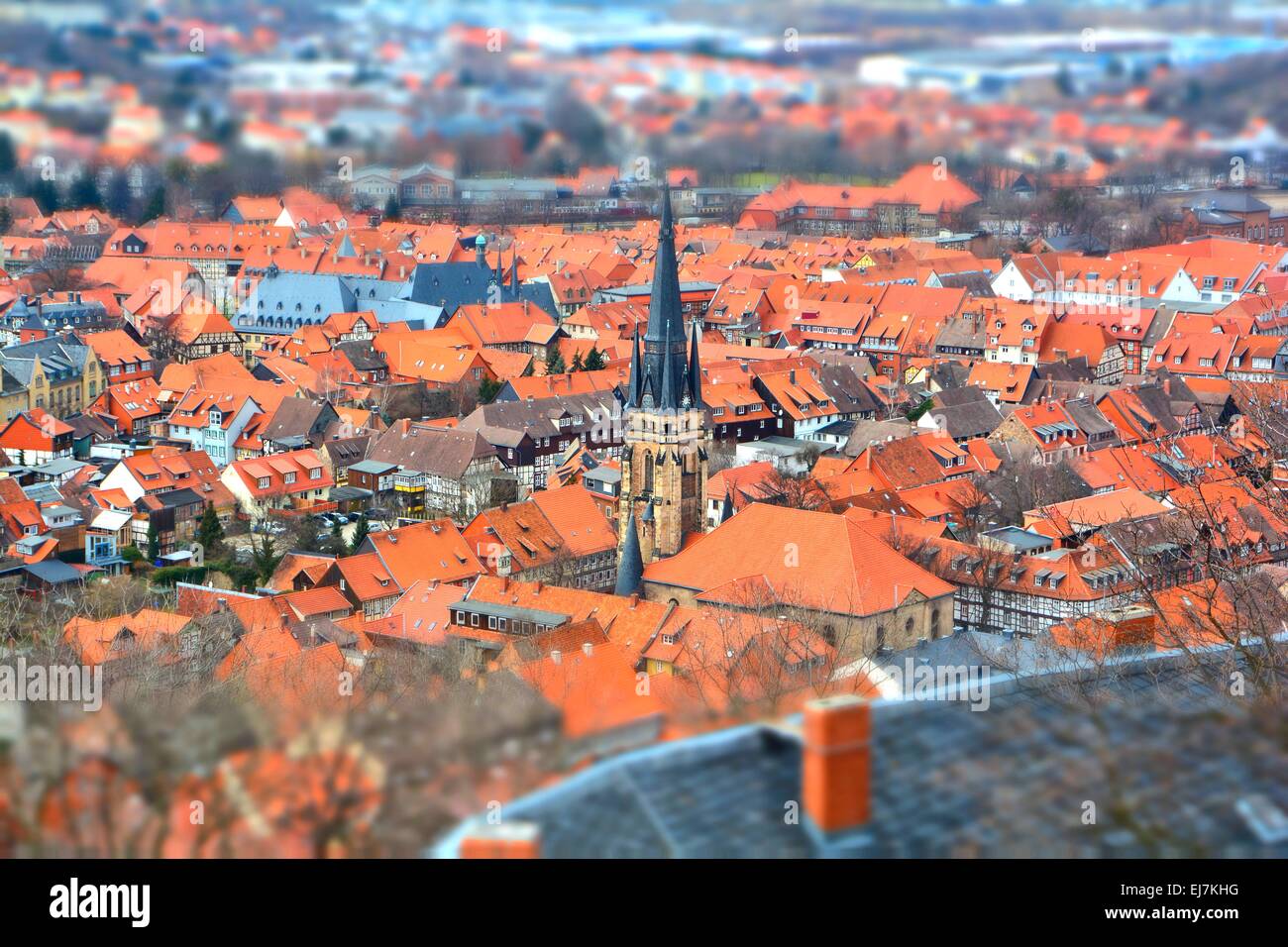Small town from a bird's perspective Stock Photo